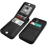 Compatible With 12 Compatible With 12 Pro Case Wallet With Credit Card Holder, Premium Leather Magnetic Clasp Kickstand Heavy Duty Protective Cover 6.1 Inch(Black)