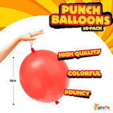 Giraffe 30 Pack Punch Balloons Bulk Fun Party Favors For Kids - 18 Inches Large Thick Latex Neon Rubber Heavy Duty Balloons - Age 4-8, 6 To 8, 8-12 - Easter Basket Stuffers For Kids