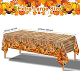 Fall Table Decoration Thanksgiving Fall Tablecloth Wood Grain Maple Party Table Cover Autumn Pumpkin Harvest Tablecovers Decor for Thanksgiving Dining Gathering Table Protector, 54 x 108 Inch (3 Pack)