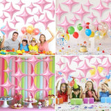 Pink Star Balloons,12Pcs Four Angle Star Foil Balloons,26Inch And 10Inch Pink Quadrangle Helium Polyester Film Balloon For Birthday Anniversary Baby Shower Wedding Party Decorations