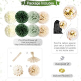 Sage Green Birthday Decor β Neutral Rustic Party Set with Balloons, Banner & Pom Poms