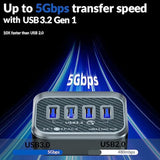 Usb C Hub, 32° Slope Design Usb 3.2 Gen1 5Gbps Hub, Usb C Hub With 2 In 1 Cabl