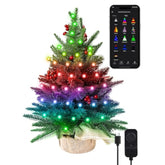 Smart Mini Christmas Tree, 22.8In Diy Smart-Lit Tabletop Tree With 75 Led Rgb Lights, App/Voice Control 159+ Scenes Mini Xmas Tree Usb C Music Small Tree Work With Pd Power For Fireplace Desk