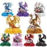 Dragon Birthday Party Decorations - 9Pcs Dragon Theme Honeycomb Centerpieces Bday Decoration For Baby Shower Supplies