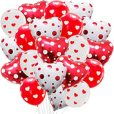 Red And White Valentines Balloons - Pack Of 30 | Red Heart Balloons Fo