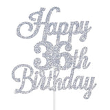 Happy 36Th Birthday Cake Toppers Silver Glitter, Cheers To 36 Years Old Bday Decoration 36Th Anniversary Cake Topper, Thirty-Six Theme Cake Decorations For Birthday Anniversary Party