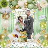 53pcs Sage Green Bridal Shower Kit with Banner, Balloons, Sash, Tiara & More