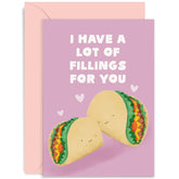 Old English Co. Cute 'Fillings For You' Taco Burrito Pun Valentine'S Day Card - Fun Card For Bff Bestie | Blank Inside Envelope