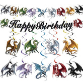 Pre-Assembled Dragon Birthday Party Decorations Dragon Themed Decor Dragon Party Favors Dragon Theme Birthday Decorations For Wall Door Window Ceiling Dragon Banners And Hanging Ceiling