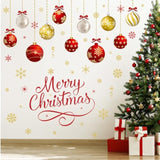 Christmas Wall Decals - 6 Sheets Removable Decorations, Stickers For Wall, Window, Refrigerator Door - Balls And Ornaments
