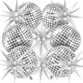 22" Silver Disco Ball & Star Foil Balloons for Birthday, Bachelorette & Holiday Decor