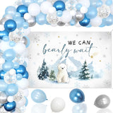 Polar Bear Baby Shower Decorations Polar Bear Theme We Can Bearly Wait Backdrop with Blue White Balloon Garland Arch Kit for Boys Girls Winter Wonderland Baby Shower Supplies
