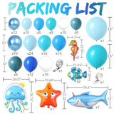Under The Sea Party Decoration,162Pcs Mix Sky Royal Blue Balloon Arch Kit With Bubbles Starfish Shark Jellyfish Foil Balloon For Sea Animal Ocean Theme Birthday Baby Shower Beach Pool Party Supplies