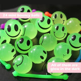 100 Pcs Glow In The Dark Toys - 24 Bouncy Balls, 24 Coil Spring, 24 Sticky Hands, 28 Sensory Stretchy Strings, Goodie Bags Stuffers For Birthday Party, Classroom Prizes , Small Bulk Toys Gifts