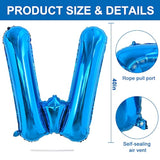 40 Inch Blue Letter W Foil Balloon for Birthday Anniversary New Year Party