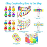 Tie Dye Happy Birthday Banner - Party Supplies Decorations Art Classic, Blue, Green, Red, Orange, Pink, Yellow, White
