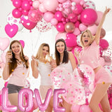 185Pcs Valentines Day Balloons Garland Arch Kit, Hot Pink Heart Love Foil Balloon For Women Girls Valentine'S Mother'S Day Wedding Shower Princess Party Decorations Engagement Supplies