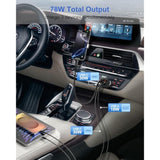 Usb C Car Charger For Iphone 17 16 Pro Max, Retractable Car Charger 78W Fast Charging Cigarette Lighter Adapter Voltmeter Multi-Ports For Iphone 15 Ipad Galaxy S25, With 6Ft Usb C To C Cable