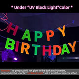 Neon 'Happy Birthday' Banner, Uv Glow Party Supplies & Decorations, Neon Color, Letter Print, 118.08 X 8.7 Inches, Birthday Occasion