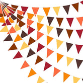 32Ft Fall Banner Decorations Triangle Flag Fabric Pennant Garland Bunting For Happy Fall Decor Thanksgiving Day Harvest Autumn Wedding Birthday Party Home Outdoor Garden Hanging Decoration (36Pcs)