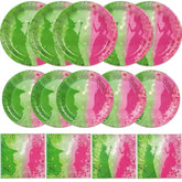 Pink And Green Party Decorations Happy Birthday Plates And Napkins 40Pcs Disposable Paper Tableware Set For Women Girls Party Birthday And Baby Shower Halloween Decorations