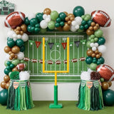 Football Party Decorations Kit 120Pcs Sage Green Brown White Balloon Garland Arch With Football Banner Mylar Balloons For Sports Birthday Boys First Year Touch Down Party Decorations