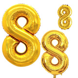 2 Pcs 42 Inch Gold Foil Balloons Number 8 By ,Number Balloons For Part