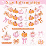 3-Pcs Bow Pumpkin Banner Set for Fall, Thanksgiving & Autumn Decor
