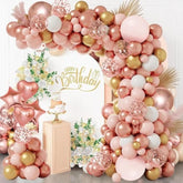 Rose Gold Balloon Garland Arch Kit, 129Pcs Rose Gold Pink White And Gold Confetti Latex Balloons For Baby Shower Wedding Birthday Graduation Anniversary Bachelorette Party Decorations…