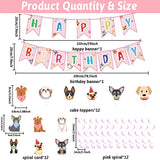 Pink Dog Party Decorations Set: Tableware, Balloons, Banner - 168 Piece