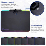 Large RGB LED Gaming Mouse Pad Hard Micro Texture Surface -7 Light Up Modes - Mouse Bungee Cable Manager Holder Attachment - PC; Mac; Linux