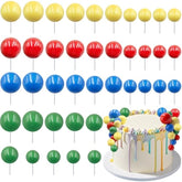 40Pcs Colorful Ball Cake Topper Cartoon Themed Ball Cake Decoration Mini Balloons Red Blue Green Yellow Balls Cupcake Picks Topper For Birthday Baby Shower Christmas Party Supplies