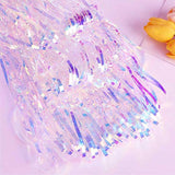 2 Pcs Metallic Tinsel Fringe Curtains 3x8.3 Ft for Party Photo Booth Decor