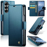 Designed For Samsung Galaxy Z Fold 7 Case (2025),Pu Leather Wallet Flip Folio Case With Card Holder Rfid Blocking Kickstand Shockproof Phone Cover For Samsung Galaxy Z Fold 7 5G (Blue)