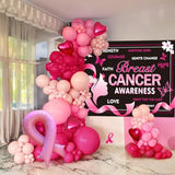 Breast Cancer Awareness Backdrop 8x6FT Pink Ribbon Butterfly Hope Banner
