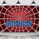 Red Spider Web Birthday Party Decorations Spider Happy Birthday Banner Large Heros Party Backdrop Background Photo Booth Props For Boys Baby Shower Decorations Supplies 70.9X43.3Inch