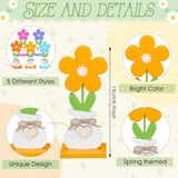 5 Pcs Spring Decorations Flower Butterfly Tiered Tray Wood Table Signs Rustic Table Centerpieces Spring Shelf Sitter Decor Farmhouse For Home Housewarming Diy Craft(Flower)