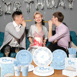 Blue Bow Party Supplies Serve 25,Coquette Birthday Decorations Blue Bow Plates And Napkins For Girls Women,Bridal Engagement Party Decor