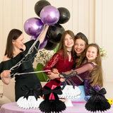 9-Piece Black Bow Honeycomb Centerpieces for Birthday and Baby Shower Decorations
