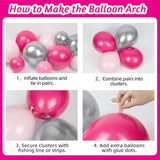 128pcs Disco Cowgirl Balloon Arch Kit, Hot Pink Silver Cow Print Party Decor