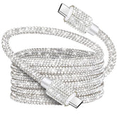 Usb C To Usb C Cable Fast Charging Cord Type C Cable For Iphone 17 Air Pro Max Nylon Braided Rhinestones Bling Iphone Charger Cord For Iphone 16 15 Plus Pro Max Ipad Air Samsung S25 S24