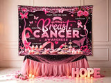 7x5ft Breast Cancer Awareness Backdrop Pink Ribbon Survivor Party Banner