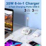 Usb C Charger Block,6 Port 3A And 3C Multiple Usb Charging Station,35W Fast Usb C Charging Plug For Iphone 15/15Pro/14/13/12,Samsung Galaxy S23/S22/S21,Etc(6Usb-3A3C-White)