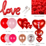 Valentines Day Balloon Garland Arch Kit, 18" 10" Red Pink Rose Red Valentine Balloons With Love Heart Balloons For Valentines Decorations Anniversary Engagement Wedding Supplies