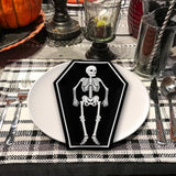 40Pcs Halloween Skeleton Coffin Plates Black White Skull Disposable Paper Dessert Plates