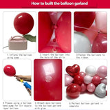 Red Pink White Balloon Garland Dark Red Pink Pearl Balloon Arch Kit Bobo With Foil Heart Balloons For Christmas Birthday Baby Shower Wedding Bridal Shower Cherry Party Decorations