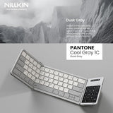 Pocket Foldable Wireless Keyboard With Touchpad Number Pad For Trip Travel Meeting For Tablets Fold Phone Laptop Pc, Full Size (Small) Magnetic Folding Keyboard (Grey)