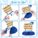 10 Pcs Snowflake Christmas Party Supplies Winter Wonderland Party Decorations Blue White Snowflake Honeycomb Centerpieces Table Decorations for Christmas Holiday Winter Birthday Party Supplies