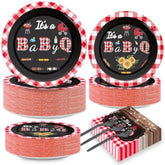 200Pcs Bbq Baby Shower Plates Napkins Baby Q Paper Tableware Set It'S A Babyq Cake Dessert Disposable Dinnerware Rustic Barbecue Party Decoration For Baby Shower Birthday Decor Supplies Serves 50