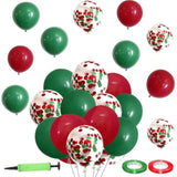 50pc Christmas Confetti Balloon Kit Red, Green & Gold 12-Inch Party Set